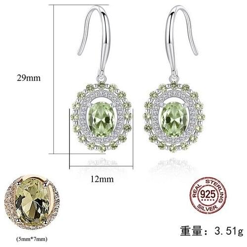 HOT Sell S925 Sterling Silver Olive Emerald Crystal zircon ruby sapphire Earrings