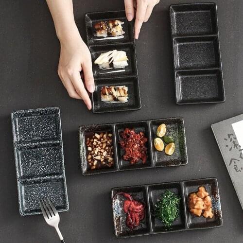 LingAo Japanese - style ceramic three - lattice snacks refreshments tea company small dishes snacks plate before dinner snacks