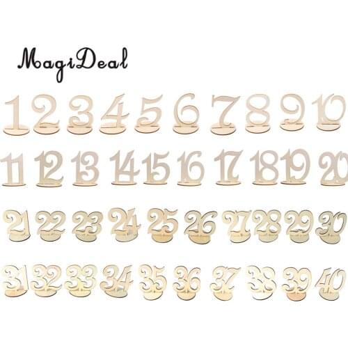 MagiDeal Rustic 1 to 40 Figures Numbers Wooden Table Numbers Wedding Birthday Party Baby Shower Tabletop Decor