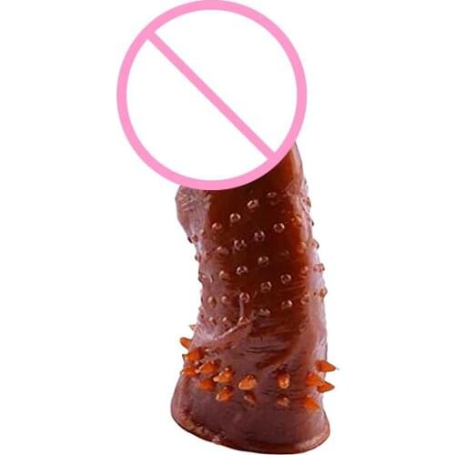 OLO Male Silicone Condom Thick Reusable Male Enlarger Time Delay Spike Condom Penis Extension Sleeve Penis Pumps Audlt Sex Toys