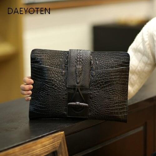 New Trend Men Leather Briefcases Small Bag Crocodile Grain Hand Bag Male Briefcase For 9.7" IPAD A4 File Maletin Mujer