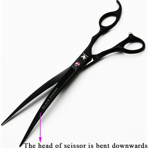 Pet Scissors 8" Downward Curved Pet Grooming Scissors Professional Black Shears Barber Using Dogs & Cats