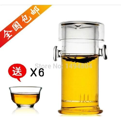 Glass Teapot + Coffee & Tea Sets +200ML Glass Teapot +6 Tea Cups,Travel Teapot Glass Tea Set Pote De Vidro
