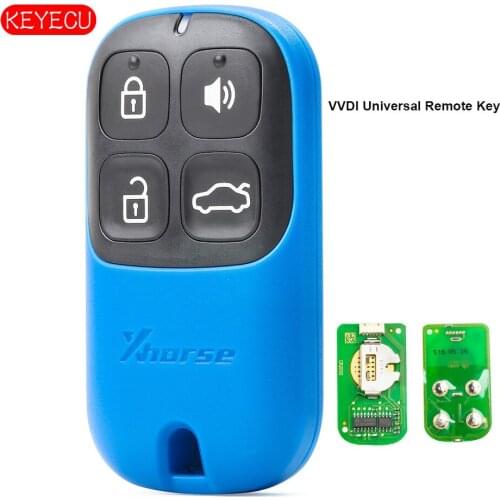 Keyecu 5PCS/Lot XHORSE VVDI Universal Remote Key Fob 4 Button for VVDI Key Tool VVDI2 Blue