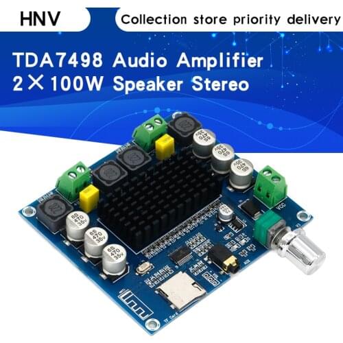 XH-A105 Bluetooth 5.0 TDA7498 digital amplifier board 2x100W speaker Stereo Audio AMP Module Support TF Card AUX