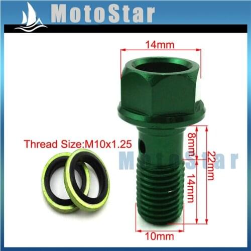 Green M10x1.25 Banjo Bolt For Pit Dirt Bike ATV Quad Go Kart Moped Scooter Motorcycle Brake Oil Cooler