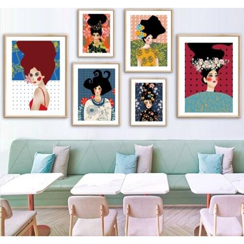 Woman Rose Flower Chrysanthemum Daisy Wall Art Canvas Painting Nordic Posters And Prints Wall Pictures For Living Room Decor