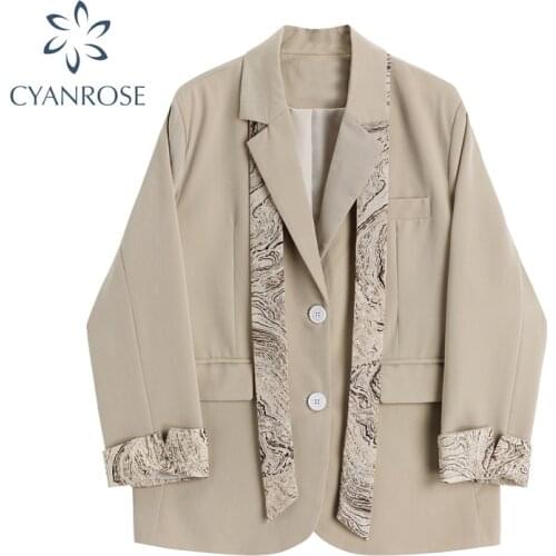 Autumn Winter Women Blazer Pockets Jackets Casual Suit Coat Elegant fashion Korean loose female long sleeve blazer Outerwear