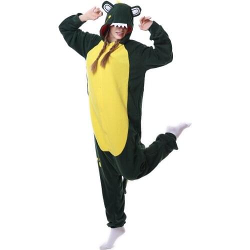 Animal Adults Crocodile Onesies Women Men Hooded Long Sleeve Pajamas Anime Cartoon Cosplay Costume halloween Party Jumpsuits