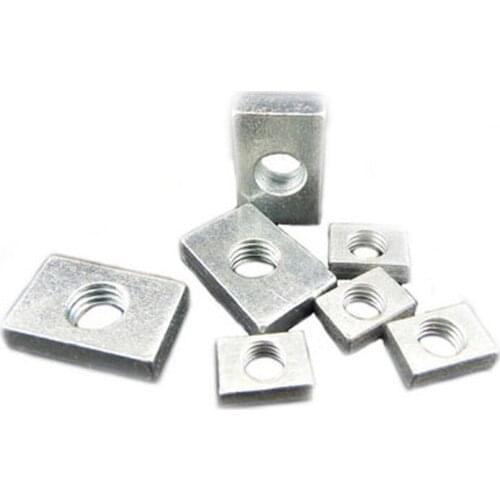 10pcs M8 Galvanized Rectangular Iron Nuts Quartet Square Rectangle Aluminum Accessories Slider Lock Nut 4mm-5mm thickness