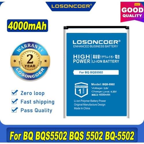 100% Original LOSONCOER BQS-5502 4000mAh Battery For BQ BQS 5502 BQS5502 BQ-5502 BQ 5502 HAMMER