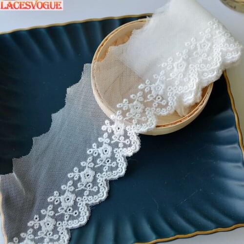 19Yards 8cm Mesh Cotton Embroidery Lace Trim Handmade DIY Garment Needlework Sewing Accessories Fabric Clothing Decoration 366