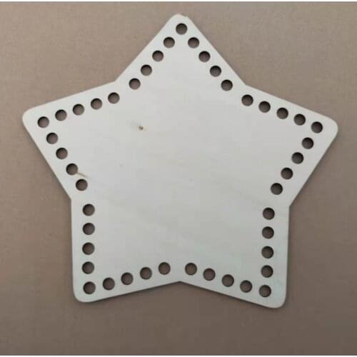 2pcs Personalized Star Wood Bottoms Crochet Basket Accessory DIY Crafts Supply