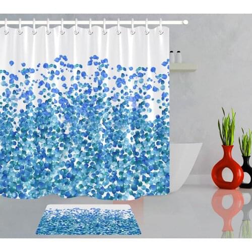 2Pcs/set Rose Petal Printed Shower Curtain And Floor Mat Bathroom Decoration Polyester Fabric Bathroom Curtain Non-slip Bath Mat