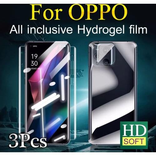 3 In 1 Full Coverage Find X2 X3 Front Back Screen Protector For OPPO Reno 6 5 4 Pro+ Plus Hydrogel Film Reno5 Soft Realme GT NEO