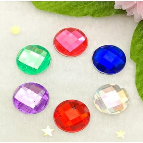 40pcs 14mm Acrylic Rhinestone Round Flat Back Beads Crystal Stones DIY Costume Jewelry Accessories