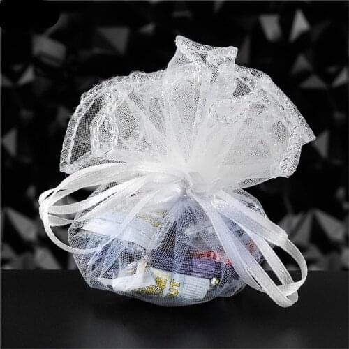 50Pcs Sequins Dot Sheer Organza Wedding Party Favor Gift Jewelry Beads Candy Pouch Bag Wedding Gift Packing Bags 5Z