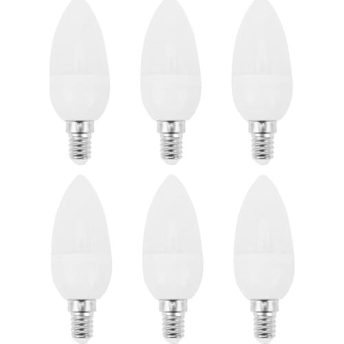 6pcs LED Lamps Candle Light Bulbs Candlesticks 2700K AC220-240V, E14 470LM 3W Cool White