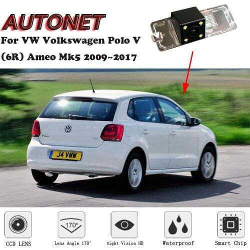 AUTONET HD Night Vision Backup Rear View camera For VW Volkswagen Polo V (6R) Ameo Mk5 2009~2017 CCD/ license plate camera