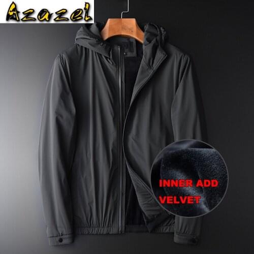 Azazel Hooded Mens Jackets Luxury Inner Add Velvet Mens Jackets And Coats Autumn And Winter Pleuche Man Coats Plus Size 4XL