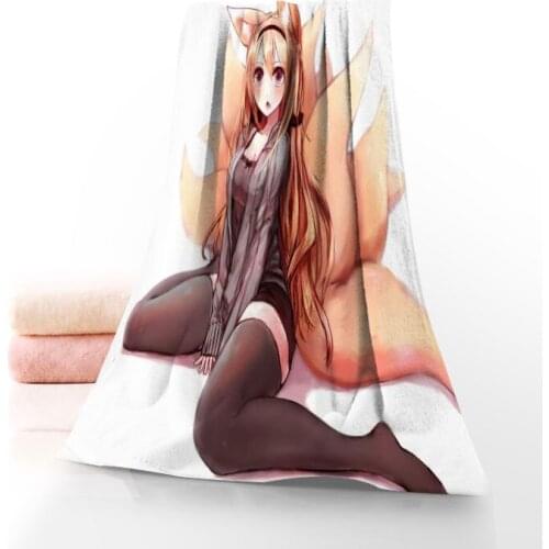 Lil fox Anime Girl Towels Microfiber Bath Towels Travel,Beach,Face Towel Custom Creative Towel Size 35X75cm And 70X140cm