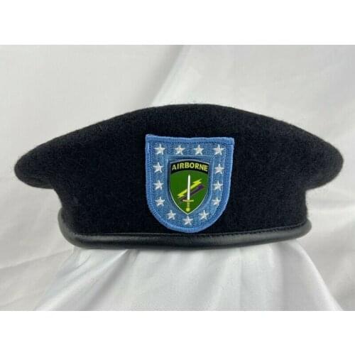 US ARMY INFANTRY REGIMENT BLACK WOOL BERET ARMY AIRBORNE COMMAND DIVISION BADGE