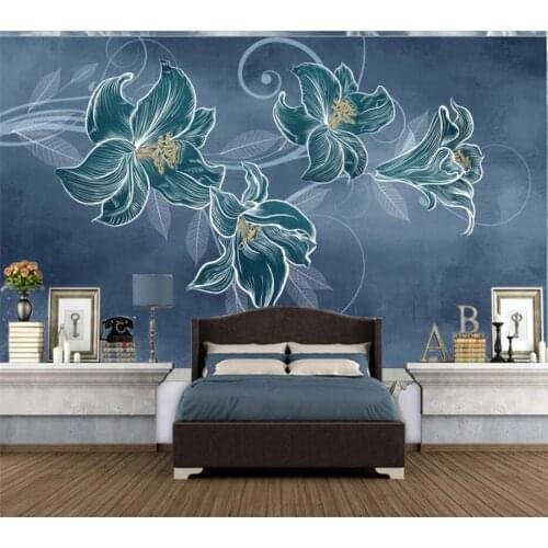 Wellyu Customized large murals, stylish home decoration, modern style, simple white lily pattern, TV background wallpaper