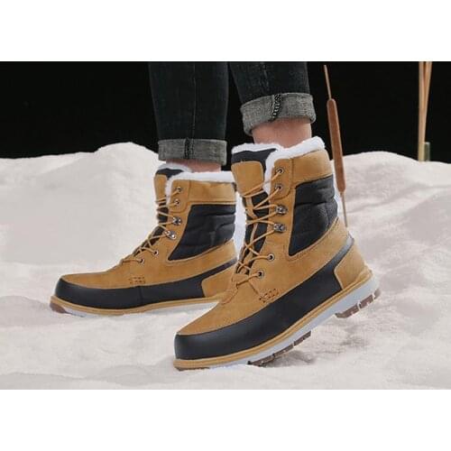 Snow boots mens winter warm plus velvet waterproof non-slip padded cotton boots outdoor ski shoes cotton shoes