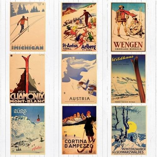 Canada Ski in Alaska Metal Tin Sign Skiing Retro Wall Sign Decor Outdoor Sport Poster Bar Garage Club Tinplate Painting Plaques