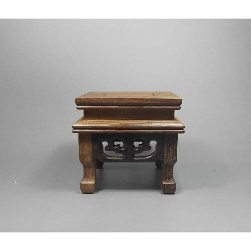 JiChi wood square base Display stand vase teapot flowerpot statue 4.2 inch