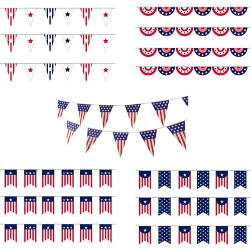 25 Pcs/String Hanging Pennant Banner USA Independence Day Memorial Star Bunting Flag Patriotic 4th of July Decoration