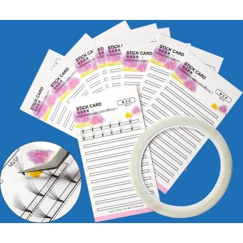 10Pcs Eyelash Stick Card With Tapes Grafted Premade Fans Volume Lash Storage Cards Pallet Grafting Blossom Eyelash Makeup Tool