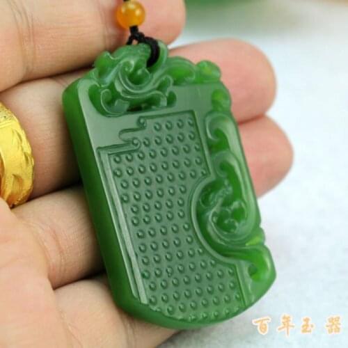 Chinese Green Hetian jade Natural Nephrite Hand-Carved Dragon pendant