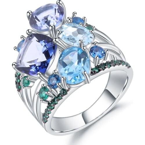 Italian handicraft jewelry natural Topaz Ring French retro romantic jewelry 925 silver high end jewelry