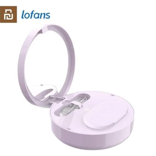 Lofans Ultrasonic Vibration Contact Lens Cleaning Box Purple One-key Control Mini Glasses Cleaner Built-in Makeup Mirror