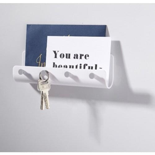 Key Hook Simple U-Shaped Wall-Mounted Hook Nail-Free Belt 4 Hook Storage Rack Key Holder Home Decoration