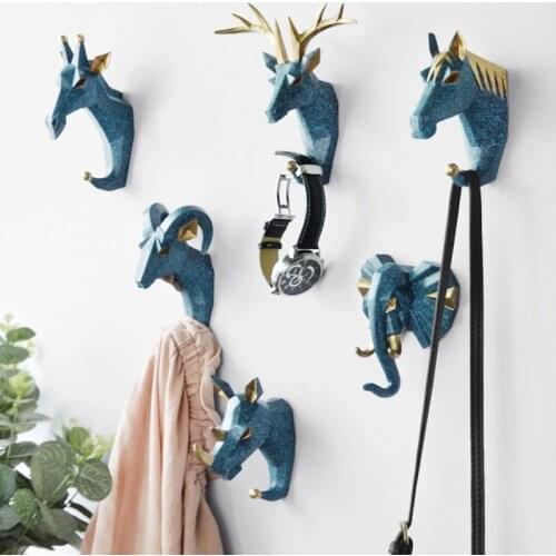 Home Decoration Hanging Key Hook Wall Coat Hook Multifunctional Animal Free Punch Hook Head Coat Hooks