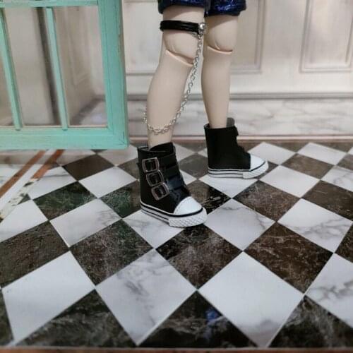 OB11 doll shoes suitable for 1/12 size fashion new versatile day button boots casual sports high-top shoes black and white