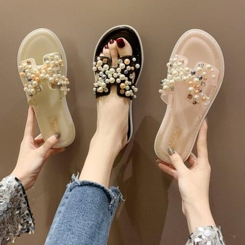 Summer New Style Two-Wear Sandals Beach Flower Slippers WomenS Outer Wear Flat-Bottom Students All-Match