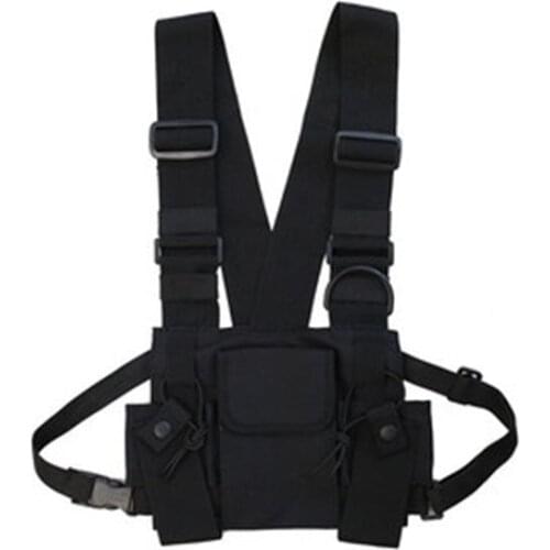 Tactical Vest Nylon military Vest chest rig Pack Pouch Holster Tactical Harness walkie talkie radio Waist Pack for Two Way Radio