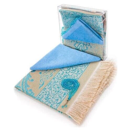 Prayer Rug Boxed Muslim Gift Set Rosary Tasbih Hijab Scarf Woman Headcover Ramadan Gifts for Muslims Prayer Mat Ramadan Mubarek