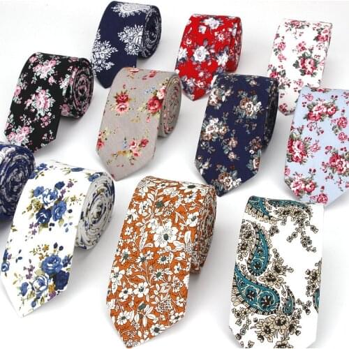Brand New 100% Cotton Mens Paisley Print Neck Ties For Men Necktie Narrow Slim Skinny Cravate Narrow Flower Neckties Corbatas