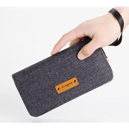 Men Wallets Men Purse Canvas Clutch Phone Bag for iPhone Canvas Long Purse Phone Holder Card Holder Carteira Masculina Best Gift