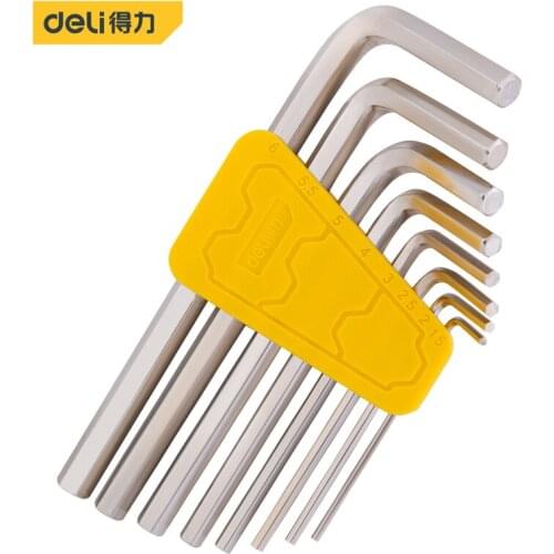 Deli 8-Piece Set Of Flat Head Hexagon Socket Wrench Set High L Type Pipe Perforation Hexagon Sleeves Wrench Elbow Pipe Wrench