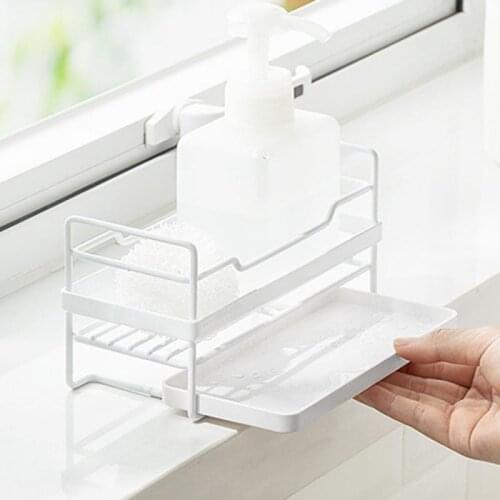 Kitchen Sink Faucet Sponge Soap Storage Organizer Cloth Drain Rack Holder Shelf