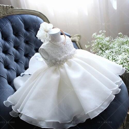 Kids Dresses For Girls Baptism Christening 1st Birthday Party Wedding Baby Girls Dress Princess Tutu Girls Ball Gown Pearl 1-15Y