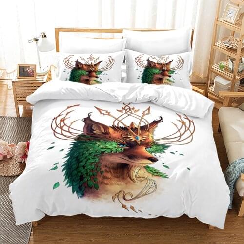 Fox Bedding Set Single Twin Full Queen King Size Animal Tag Lion Wolf Bed Set Childrens Kid Bedroom Duvetcover Sets 035