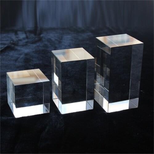 Clear Acrylic Cube Cosmetics Display Stand Jewelry Photography Props Crystal Glass Base Jewelry Display Base