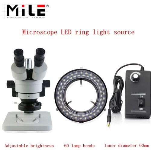 MILE Adjustable Light Source LED Ring Light 6500K 90V-240V, Used For Industrial Stereo Microscope Trinocular Digital Camera