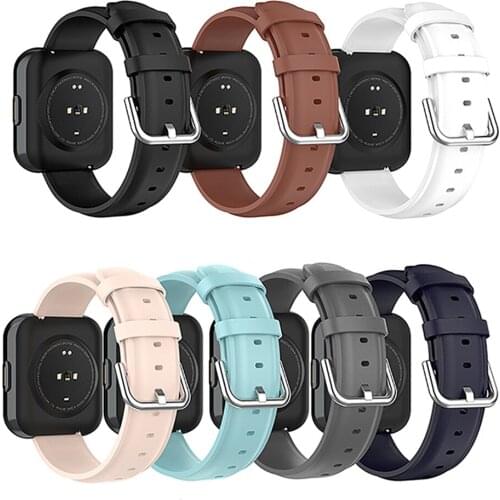 20MM Round Tail Genuine Leather Strap Wristwatch Band Bracelet Belt for Realme Watch Accessories